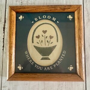 Bloom Where You Are Planted Framed Folk Art Wood Decor Peaceful Family Products